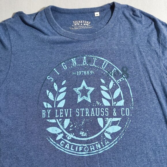 Signature by Levi Strauss crew neck sweater men's size M blue colour long sleeve - Picture 2 of 8
